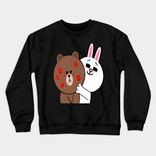 Brown Bear Cony Bunny Rabbit Shower Me With Love Kisses Crewneck Sweatshirt